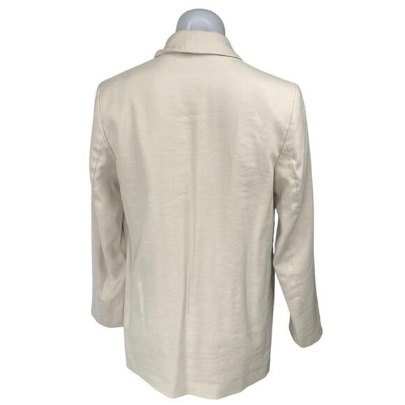H&M Women's Beige Long Sleeve Double Breasted Blazer Coat Suit Jacket Size XS - Picture 3 of 5